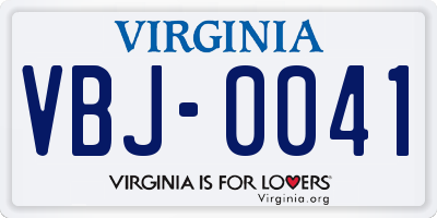 VA license plate VBJ0041