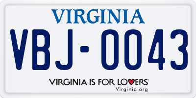 VA license plate VBJ0043