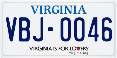 VA license plate VBJ0046
