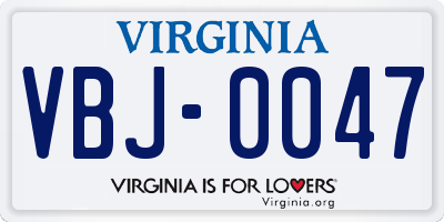VA license plate VBJ0047