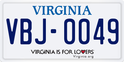 VA license plate VBJ0049