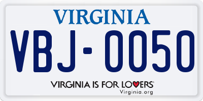 VA license plate VBJ0050