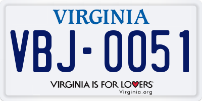 VA license plate VBJ0051