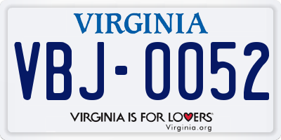 VA license plate VBJ0052