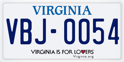 VA license plate VBJ0054