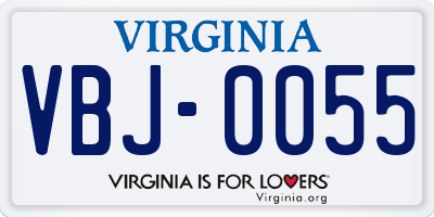 VA license plate VBJ0055