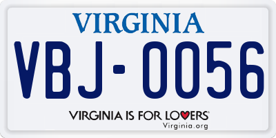 VA license plate VBJ0056