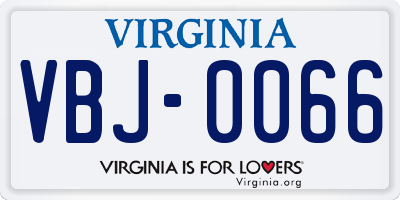 VA license plate VBJ0066