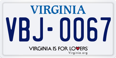 VA license plate VBJ0067