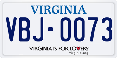 VA license plate VBJ0073