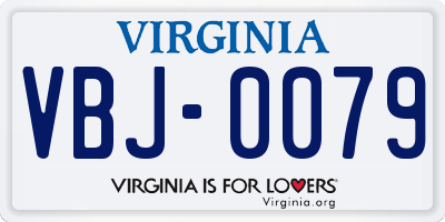 VA license plate VBJ0079