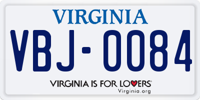 VA license plate VBJ0084