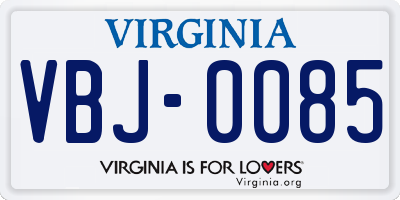 VA license plate VBJ0085