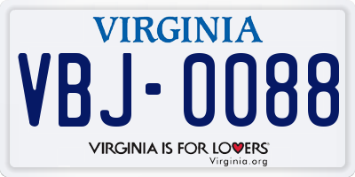 VA license plate VBJ0088