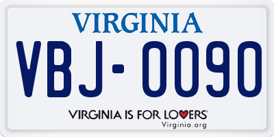 VA license plate VBJ0090