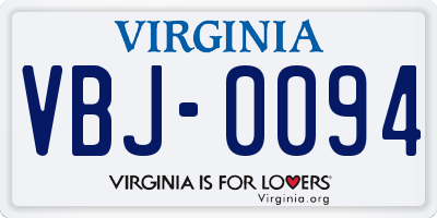 VA license plate VBJ0094