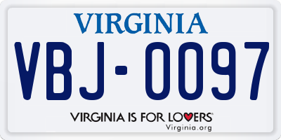 VA license plate VBJ0097
