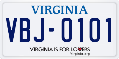 VA license plate VBJ0101