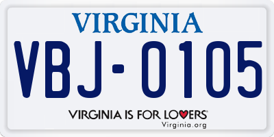 VA license plate VBJ0105