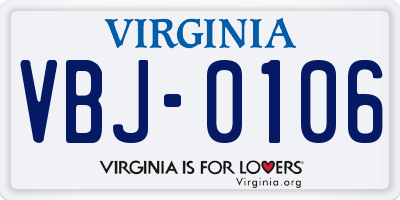 VA license plate VBJ0106