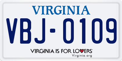 VA license plate VBJ0109