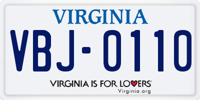 VA license plate VBJ0110