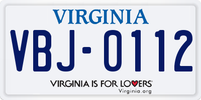 VA license plate VBJ0112