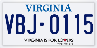 VA license plate VBJ0115