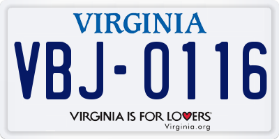 VA license plate VBJ0116
