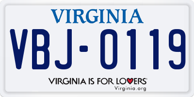 VA license plate VBJ0119