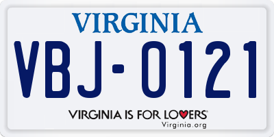 VA license plate VBJ0121