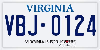 VA license plate VBJ0124