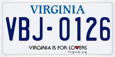 VA license plate VBJ0126