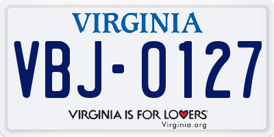 VA license plate VBJ0127