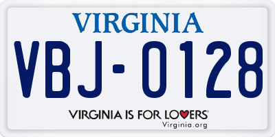 VA license plate VBJ0128