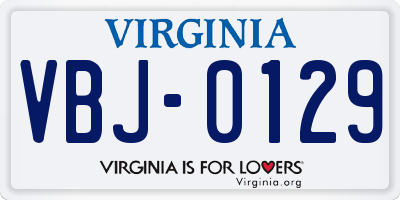 VA license plate VBJ0129