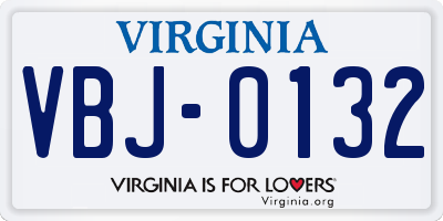 VA license plate VBJ0132