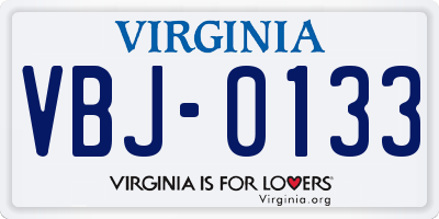 VA license plate VBJ0133
