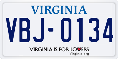 VA license plate VBJ0134