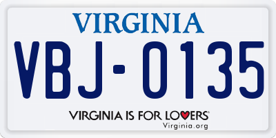 VA license plate VBJ0135
