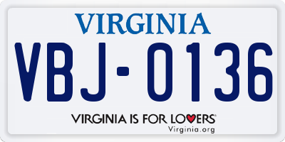 VA license plate VBJ0136