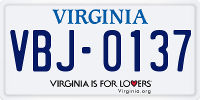 VA license plate VBJ0137