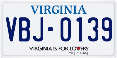 VA license plate VBJ0139