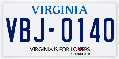 VA license plate VBJ0140