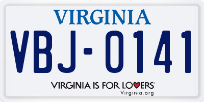 VA license plate VBJ0141