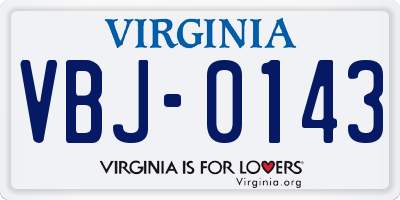 VA license plate VBJ0143