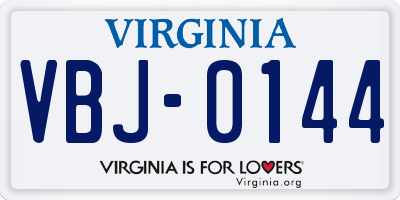 VA license plate VBJ0144