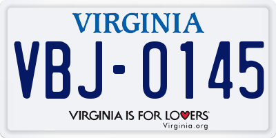 VA license plate VBJ0145