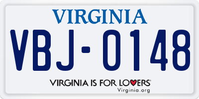VA license plate VBJ0148