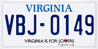 VA license plate VBJ0149